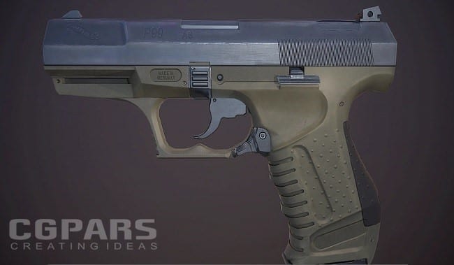 تکسچرینگ اسلحه کلت در مایا 1