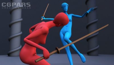انیمیت مبارزه دو کاراکتر در MAYA
