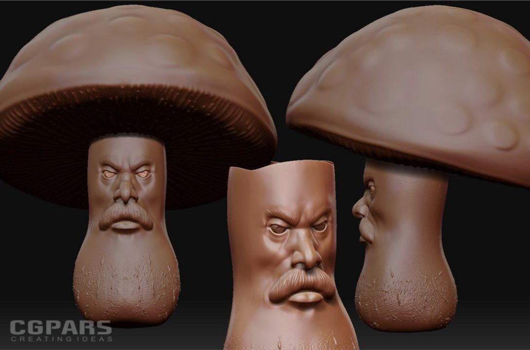 اسکالپ کردن یک مرد قارچی فانتزی در ZBrush
