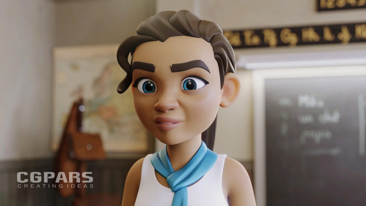 نورپردازی و رندر کاراکتر کارتونی در نور روز