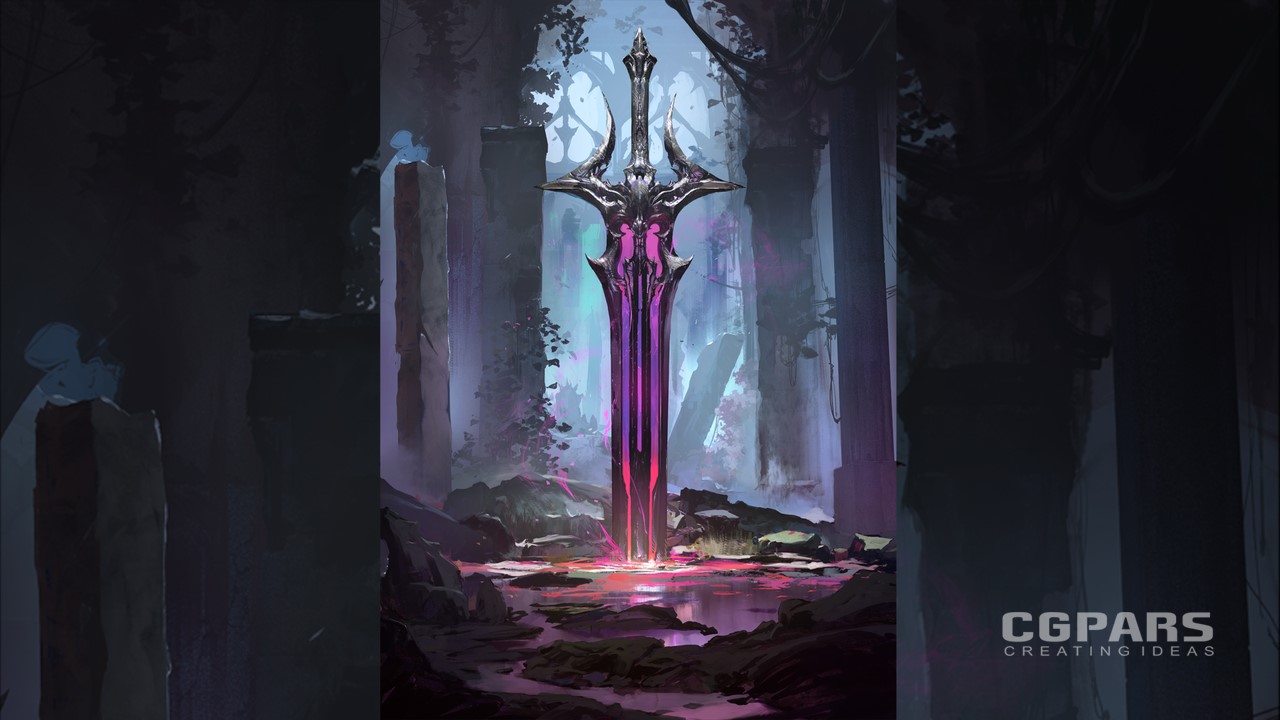 طراحی و تصویرسازی شمشیر فانتزی برای بازی‌ها