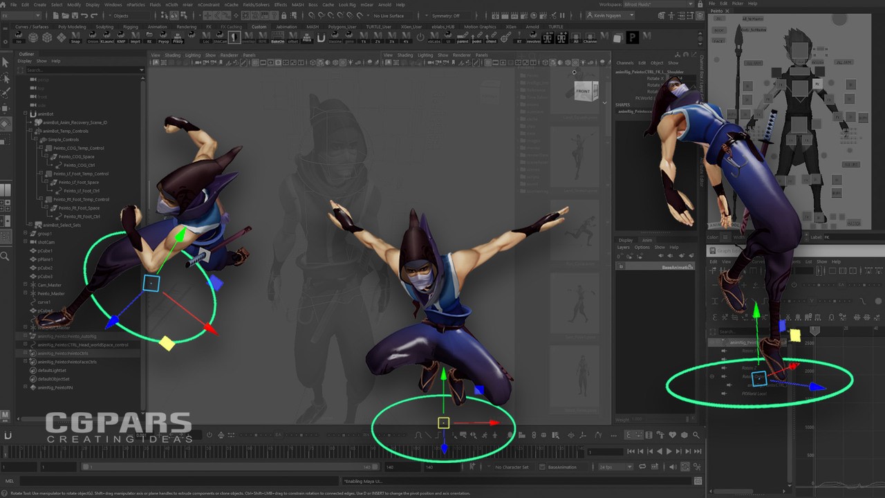 تسلط بر مکانیک بدن در Maya